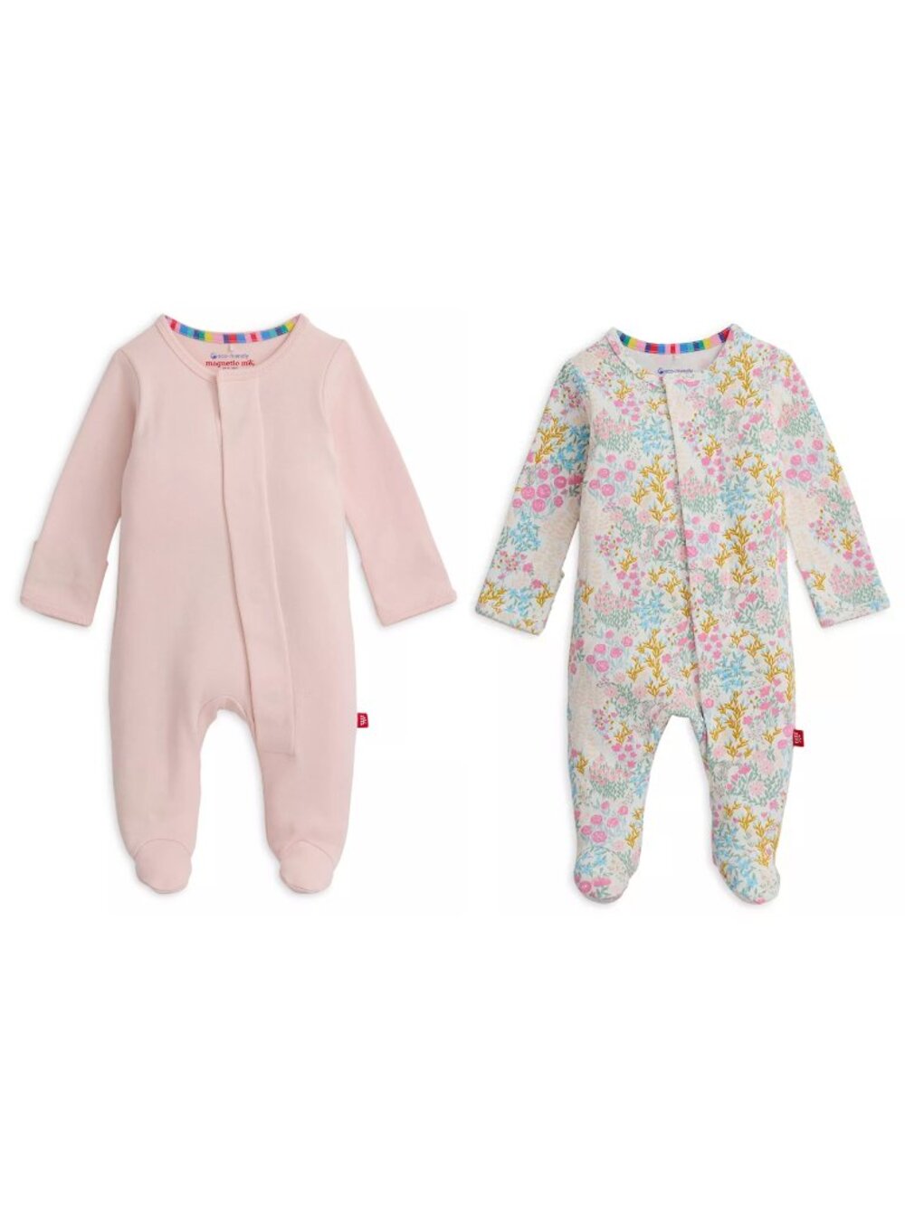 Magnetic Me Girls' Cotton Footie Two-Pack Bundle (Newborn size)